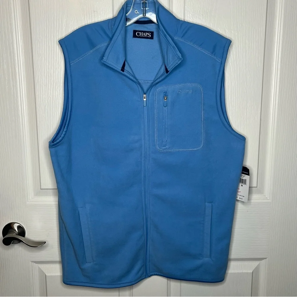 Chaps Blue Micro Fleece Vest Mens Size M NWT